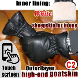 Deerskin Goatskin Gloves Men's and Women's Thick Wool Real Fur Touch Screen Natural Leather Winter Windproof Warm Fur Gloves