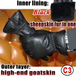 Deerskin Goatskin Gloves Men's and Women's Thick Wool Real Fur Touch Screen Natural Leather Winter Windproof Warm Fur Gloves