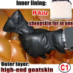 Deerskin Goatskin Gloves Men's and Women's Thick Wool Real Fur Touch Screen Natural Leather Winter Windproof Warm Fur Gloves