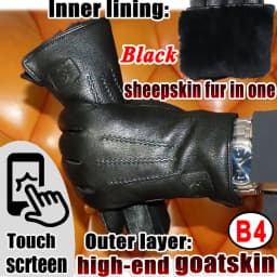 Deerskin Goatskin Gloves Men's and Women's Thick Wool Real Fur Touch Screen Natural Leather Winter Windproof Warm Fur Gloves