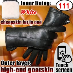 Deerskin Goatskin Gloves Men's and Women's Thick Wool Real Fur Touch Screen Natural Leather Winter Windproof Warm Fur Gloves