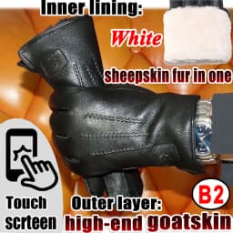 Deerskin Goatskin Gloves Men's and Women's Thick Wool Real Fur Touch Screen Natural Leather Winter Windproof Warm Fur Gloves