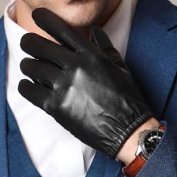 Men's Real Leather Goat Skin Classical Fashion Shrink Wrist Tactical Short Gloves Touch Screen Casual Short Gloves