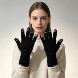 Luxury High Quality Rhinestone Solid Soft Extended Knitted Gloves Winter Warm Touch Screen Fashion Full Finger Women Mittens