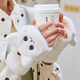 Lovely Plush Cat Mittens Fingerless Gloves Women Winter Warm Rabbit Fur Knit Mittens Flip Half Finger Gloves for Cycling Driving