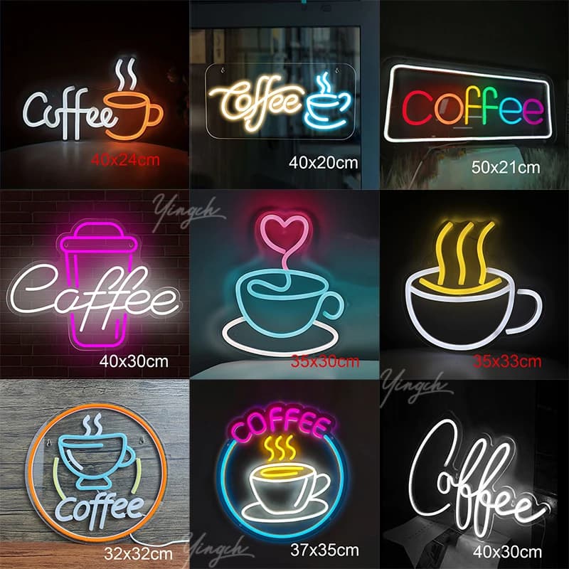 Coffee Neon Sign Custom Coffee Cup LED Neon Light Dimmerable USB Powered Decor Bar Cafe Restaurant Party Window Hanging Gift