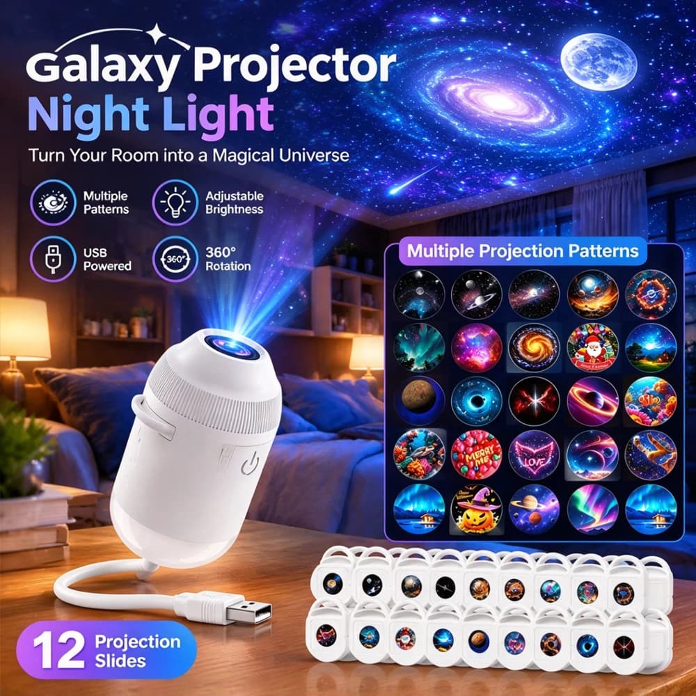 2-in-1 Night Light And Star Projector USB Starry Sky Projector Lamp with Clear Image Adjustable Brightness Touch Control Lamp