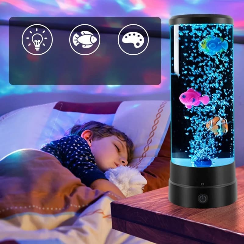 Touch Control LED Fish Bubble Lamp Multi Color Changing Simulated Aquarium Night Light USB Powered Home Desk Bedroom Decor