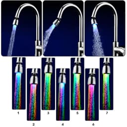 360 Degree Rotatable LED Faucet Light Multiple 360 Water Saving Light Tap Nozzle For Kitchen Bathroom Aerator Stream Glow