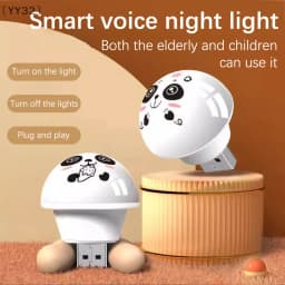 〔YY32〕USB Panda Artificial Smart Voice Controlled Night Light Bedside Camping Plug Use LED Indoor Sleep Lights