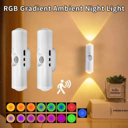 RGB Gradient Motion Sensor Night Light Rechargeable Wall Sunset Lamp Spotlight Magnetic Ambient Light for Bedroom Hallway Stairs