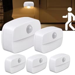 1-5pcs Stick-On Motion Sensor Night Light Battery Powered LED Lamp For Bedroom Bathroom Kitchen Hallway Stairs Closet Compact