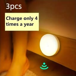 3pcs Motion Sensor Night Light - Wireless LED Detector Lamp for Bedroom, Staircase, Closet, and Room Decor-