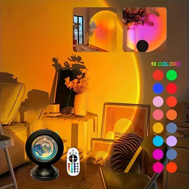 Sunset Projection Light with Remote Control, 16-Color Changing LED Night Light for Bedroom Photography