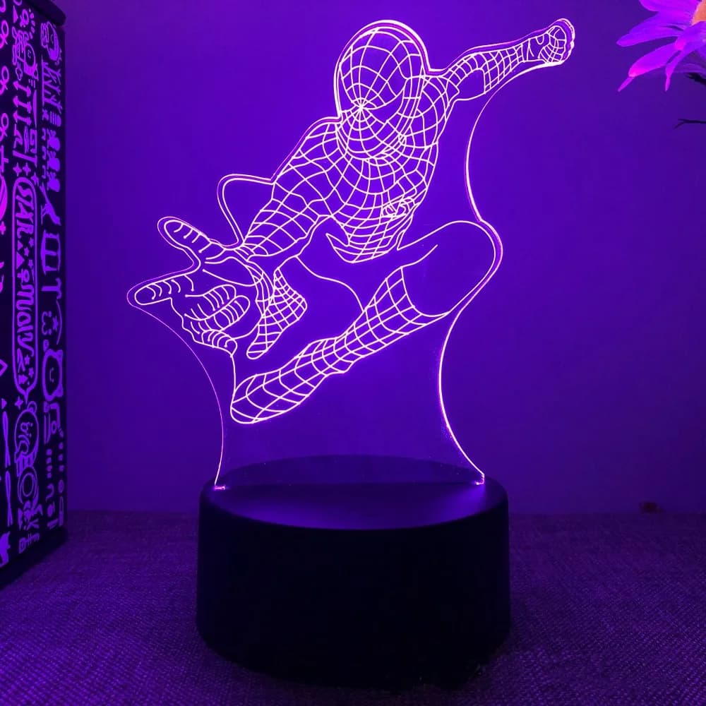 3D acrylic LED night light Spider Man visual 16 color gradient touch switch USB desk lamp holiday gift home decoration