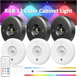 RGB 12 Color Night Light Wireless Remote Control Type-c Rechargeable Light Powered Cabinet Light for Kitchen Wardrobe Bedroom