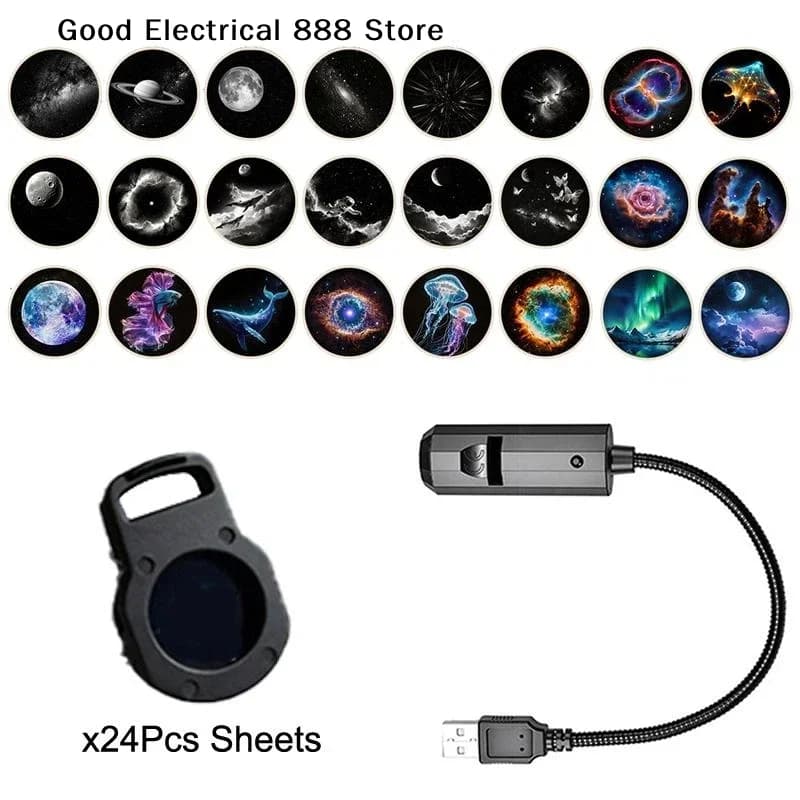 【G】Romantic Rotatable Galaxy Star Projector Portable USB LED Night Light Sleep Atmosphere Lamp Home Wedding Party Decoration