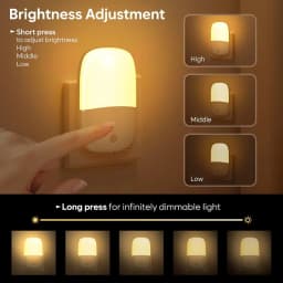 Wall Mount Night Light, with 5 Levels of Brightness and Dusk to Dawn Light Sensor, Children's Night Light for Children's Rooms,