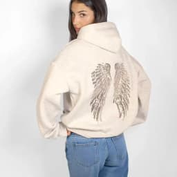 Fashion Wings Beads Sweathirts Women Oversized Hoodies Fleece Lining Sequined Casual Pullover Top Y2K Clothes Lady Outfits 2026