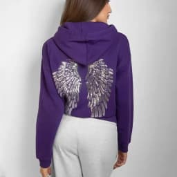 Fashion Wings Beads Sweathirts Women Oversized Hoodies Fleece Lining Sequined Casual Pullover Top Y2K Clothes Lady Outfits 2026
