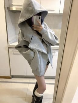 American Style Double Zipper Hooded Open Cardigan Women's Loose Casual Versatile High-End Feeling Top for Autumn Winter