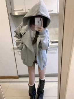American Style Double Zipper Hooded Open Cardigan Women's Loose Casual Versatile High-End Feeling Top for Autumn Winter