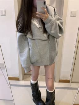 American Style Double Zipper Hooded Open Cardigan Women's Loose Casual Versatile High-End Feeling Top for Autumn Winter
