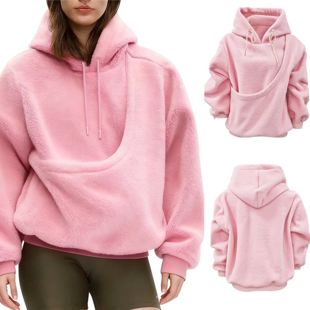 Women's Loose Sweatshirts Kangaroo Dog Pet Holder Big Pouch Pocket Pullovers Sweatshirt Animal Pouch Hood Sweatshirt