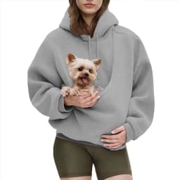 Women's Loose Sweatshirts Kangaroo Dog Pet Holder Big Pouch Pocket Pullovers Sweatshirt Animal Pouch Hood Sweatshirt
