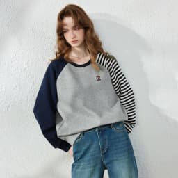 TOYOUTH Women Hoodie 2026 Autumn New Arrival Color Contrast Patchwork Stripe Sleeve Letter Embroidery Loose American Sporty Top