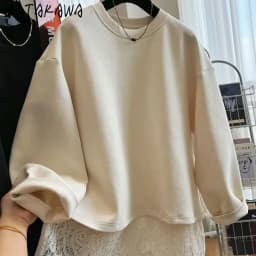 Matakawa Lace Patchwork Women Hoodies Solid Fake 2 Pieces Korean Fashion Sweatshirts Autumn Winter Loose Sweet Sudaderas Mujer