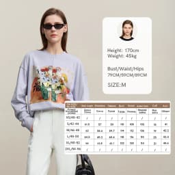 Amii Woman Sweatshirts 2026 Autumn New Splicing Printing Drop Shoulder Sweater Women's Loose O-Neck Cotton Knitted Top 12621087