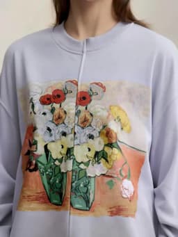 Amii Woman Sweatshirts 2026 Autumn New Splicing Printing Drop Shoulder Sweater Women's Loose O-Neck Cotton Knitted Top 12621087