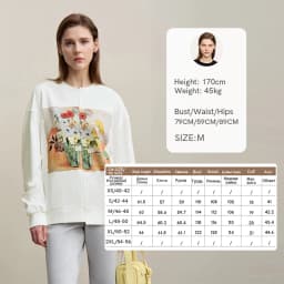 Amii Woman Sweatshirts 2026 Autumn New Splicing Printing Drop Shoulder Sweater Women's Loose O-Neck Cotton Knitted Top 12621087