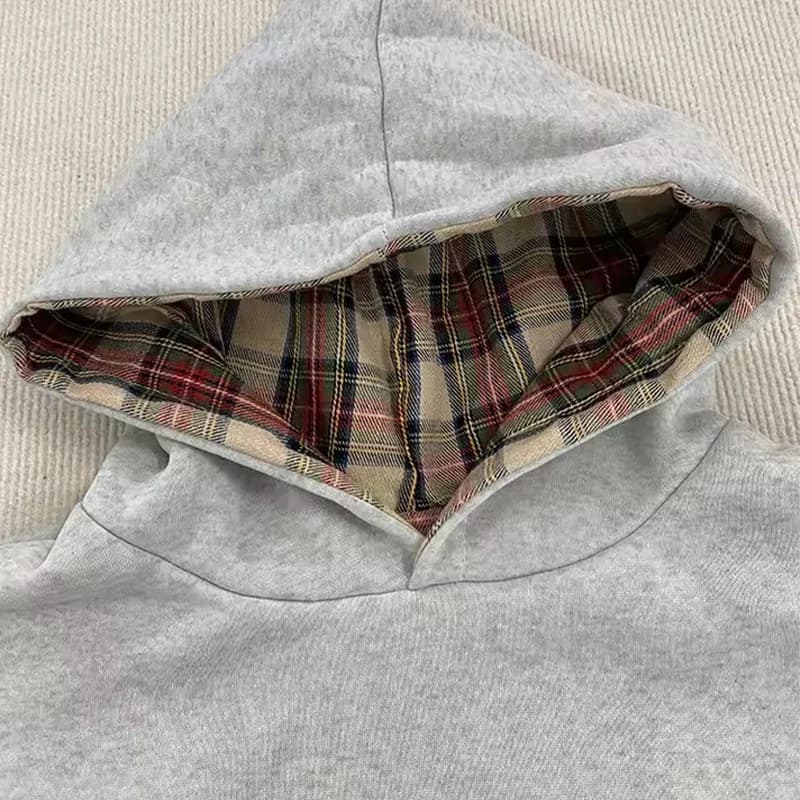 Autumn and winter new Korean retro style Y2K American style gray pullover hoodie simple daily versatile style