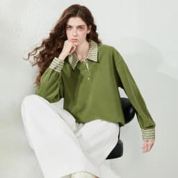 TOYOUTH Women Sweatshirt 2026 Autumn New Polar Fleece Warm Stripe Lapel Faux Two‑Piece Loose Vintage Top