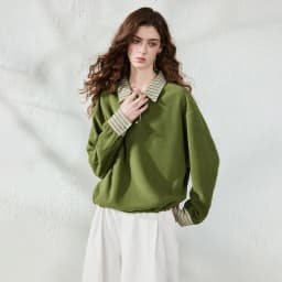 TOYOUTH Women Sweatshirt 2026 Autumn New Polar Fleece Warm Stripe Lapel Faux Two‑Piece Loose Vintage Top