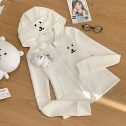 Japanese Soft Girl Fall Outfit Y2k Tops Kawaii Zip Up Sweatshirt Women Sweet Cute Cat Ear Hat Long Sleeve Loose Jacket for Girls