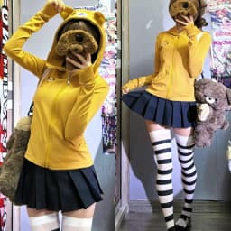 Japanese Soft Girl Fall Outfit Y2k Tops Kawaii Zip Up Sweatshirt Women Sweet Cute Cat Ear Hat Long Sleeve Loose Jacket for Girls