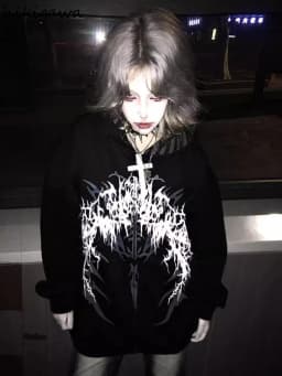 Japanese Hoodies Harajuku Print Zipper Y2k Tops Hooded Loose Sweatshirts Women's Clothing Fashion Casual Punk Hoodie Jackets