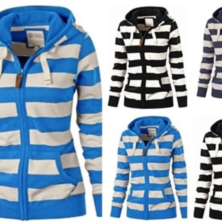 Pullovers Harajuku hoodies women Autumn Hot Style America Hood Long Sleeve Stripe Fleece Jacket Female Streetwear ZXP6023
