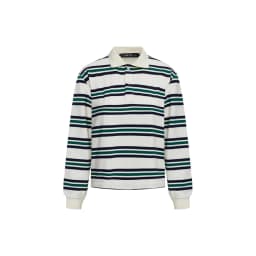 Women Striped Rugby Shirt Lapel Collar Vintage Oversize Long Sleeve Pullover Y2k Tee Casual Sweatshirts
