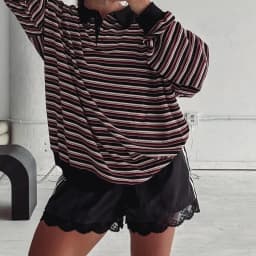 Women Striped Rugby Shirt Lapel Collar Vintage Oversize Long Sleeve Pullover Y2k Tee Casual Sweatshirts