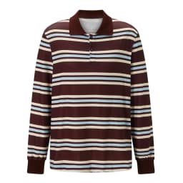Women Striped Rugby Shirt Lapel Collar Vintage Oversize Long Sleeve Pullover Y2k Tee Casual Sweatshirts