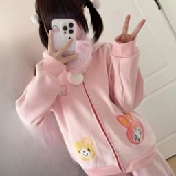 Japanese Cartoon Embroidery Women Hoddies Y2k Aesthetic Casual Grunge Zipper Sweatshirt 2025 Harajuku Autumn Kawaii Cute Hoody