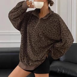 Top Sweatshirt Women's Autumn/Winter Contrast Colour Faux Two-Piece Camouflage Patchwork Hooded Comfortable Minimalist Casual