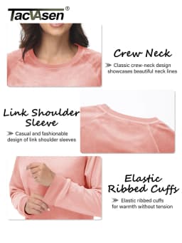 TACVASEN Women's Raglan Sleeve Crewneck Sweatshirt Soft Velour Fleece Pullover Casual Solid Long Sleeve Top with Ribbed Cuffs