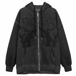 Women Hoodies Harajuku Y2k Hoodie Zip Up Loose Oversized Sweatshirts Fall Casual Solid Color Long Sleeve Hooded Sweatshirt Coats