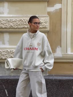 Letter Printed Long Sleeved Women Retro Loose Half Zipper Simple Versatile Windproof Sweatshirt Hoodie Short Sports Shirt