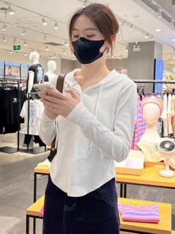 Gray Hoodie Sweatshirt Women's Style Slim Fit Long Sleeve T-Shirt Top Commute Style Pure Color Button Detail Drawstring Detail